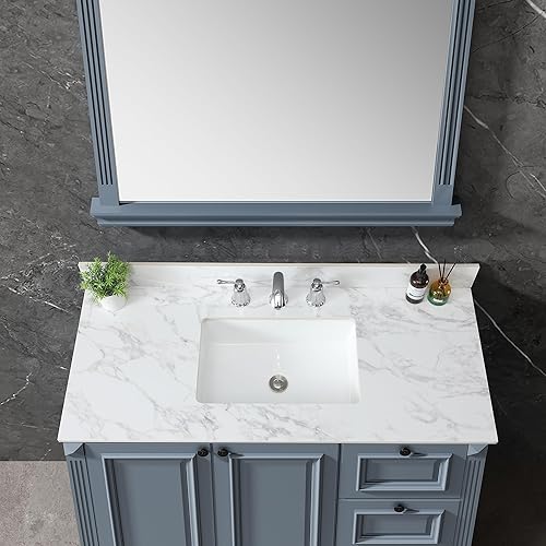 Vista 24 de Protector lateral para lavabo de baño de 21.3" x 4", tamaño universal para encimera de lavabo de baño, protector lateral de piedra sinterizada