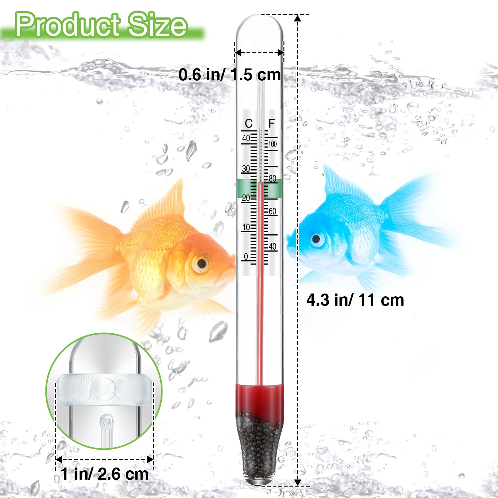 Aqua One Aquarium Glass Thermometer #10306 Fish Tanks