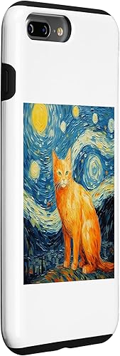 Vista 21 de iPhone 11 Divertido gato arte pintura amante de gato noche estrellada gato Van Gogh caso