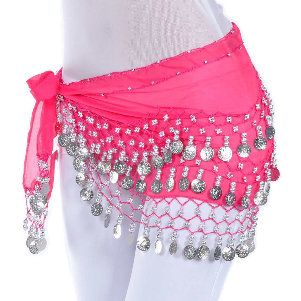 Dance Fairy Belly Dance Scarf with Three Layers 128 Silver Coins