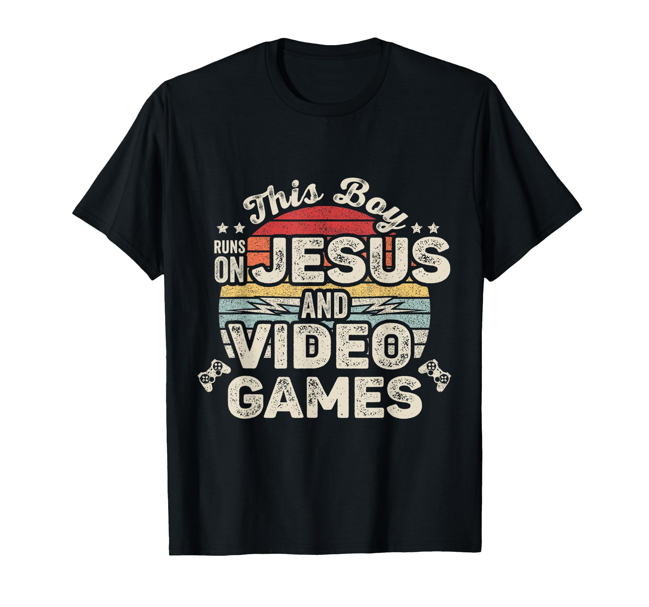 Retro Vintage This Boy Runs On Jesus And Video Games T-Shirt