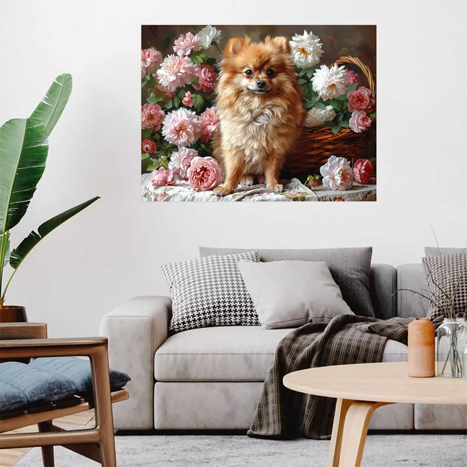 Diamentowe malowanie pies diamentowy kwiat dorosły kwiat 5D DIY DIY zestaw do haftu krzyżykowego dla dorosłych, obraz diamentowy kryształ sztuka haft zestaw, pour dekoracje świąteczne, prezent dla