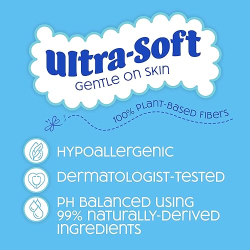 Miniatura 3 de Nice 'N CLEAN Toallitas desechables para niños pequeños, 42 unidades (paquete de 6), toallitas húmedas 100% a base de plantas, sin perfume para