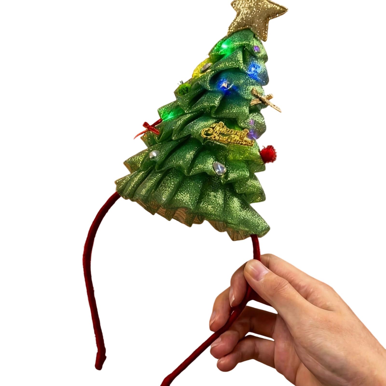 MICFENY Glowing Christmas Hairband Hair Clip Battery Operated Lighted Headdress Hairpin For Women Girls Holiday Event