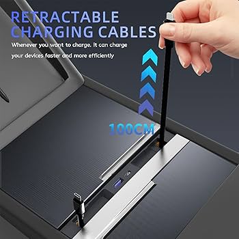 DGXWLLW USB Hub For Tesla Model Y Juniper 2025 2026 Model 3 Highland 2024 2025, 87W Multi Port Center Console Fast Charger Rear Vent Air Outlet Expansion Cover Docking Station With Retractable Cables - View #12
