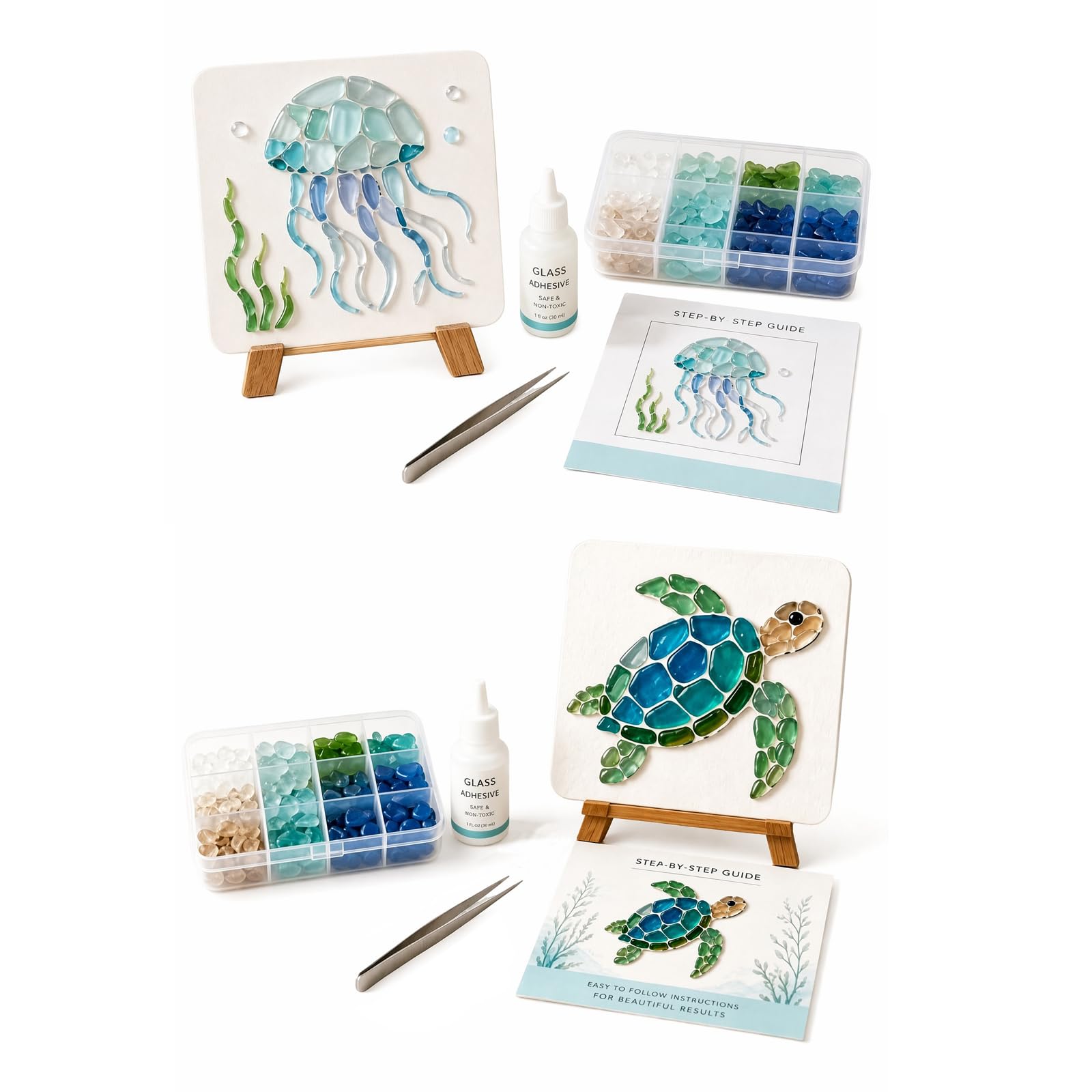 DIY Sea Glass Mosaic Art Kit Mosaic Craft Kit Ocean Inspired Art — image 1
