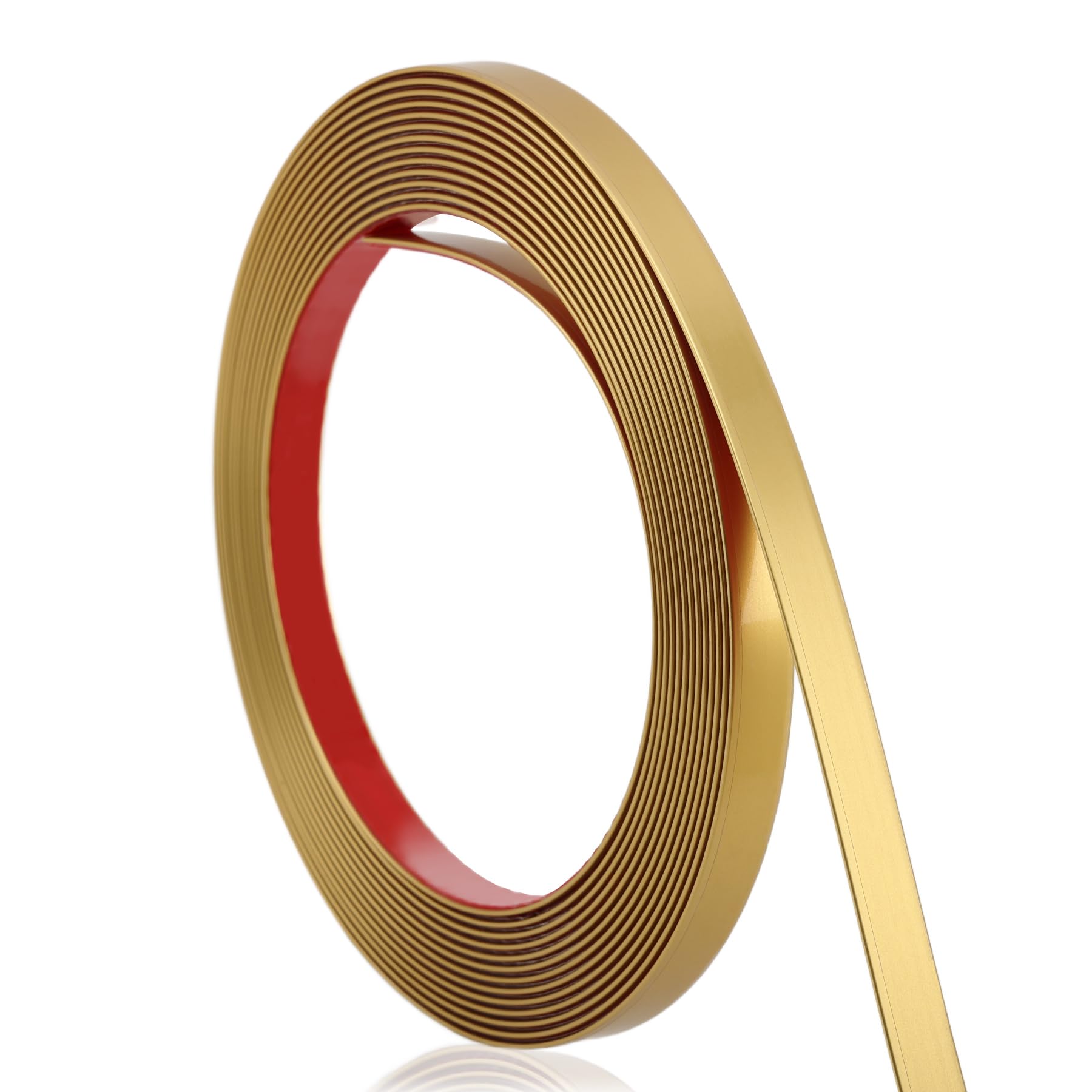 Soengsau Matte Gold Finish Molding Trim, 393.6"L x 0.4"W Peel and Stick Decoration Strip for Ceiling, Wall, Tile Edge, Furniture Cabinet, Mirror