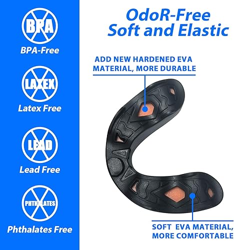 Miniatura 8 de Paquete de 2 protectores bucales deportivos para adultos y jóvenes, protector bucal duradero de fútbol juvenil con funda, boquilla de fútbol para