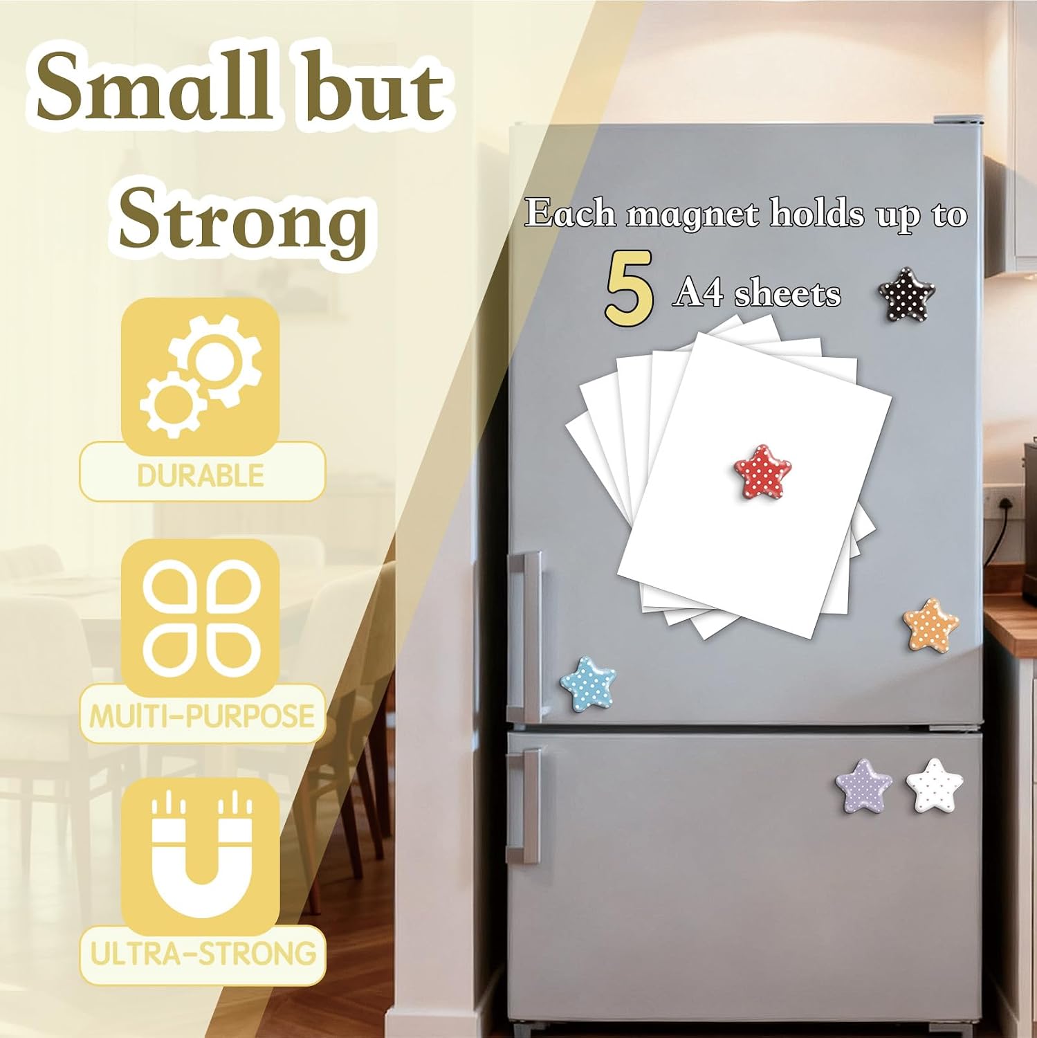 16 Pcs Resin Fridge Magnets, Polka Dot Star Refrigerator Magnets