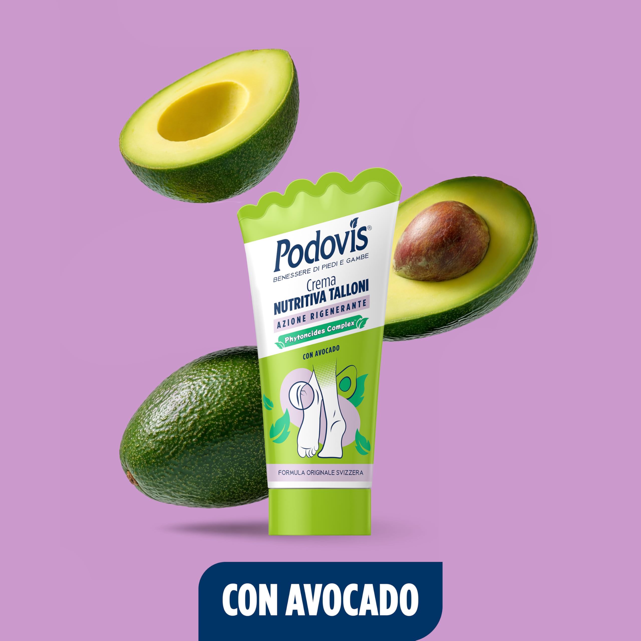 Podovis, Crema Rigenera Talloni Screpolati - Crema per Piedi Secchi e Screpolati, Risultati in 2 Giorni, Formula con Agenti Emollienti e Avocado, Pelle Idratata ed Elastica, 75 ml