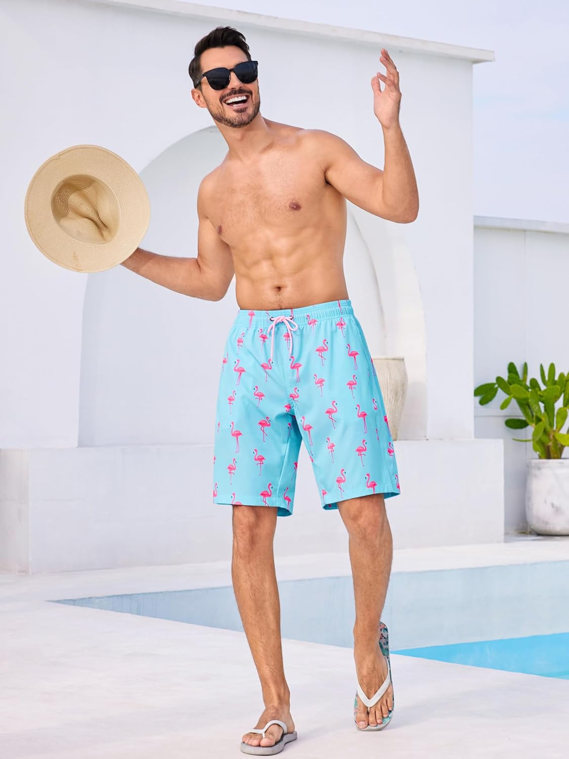 SILKWORLD Mens Swimming Trunks with Compression Liner 2 in 1 Quick-Dry 9" Swim Shorts with Zipper Pockets - Image 5