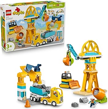 LEGO DUPLO Kasabası 3'ü 1 Arada İnşaat Sahası ve Araçları 10476-3 Yaş ve Üzeri Kız ve Erkek Çocuklar için 2 Figür İçeren Eğitici Oyuncak Yapım Seti, Çocuklara Doğum Günü Hediyesi Fikri (84 Parça)