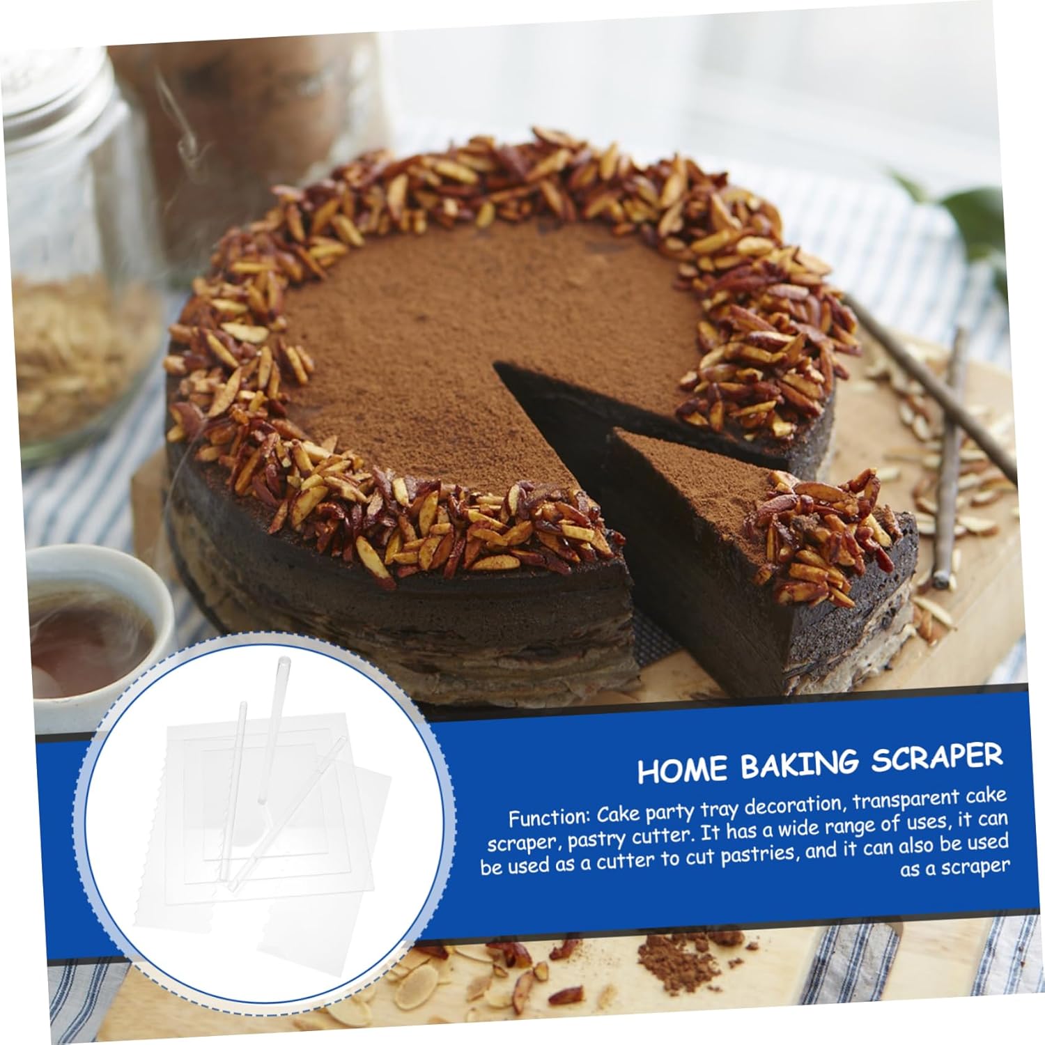 Alipis 11-Piece Square Acrylic Cake Tray Set Dessert Scrapers Pastry Cutting Board and Cake Leveling Tools for Baking and Party Use