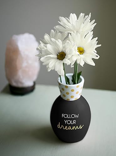 Miniatura 3 de Pavilion - Sigue tus sueños - Florero mate de lunares negros y dorados de 6.5 pulgadas