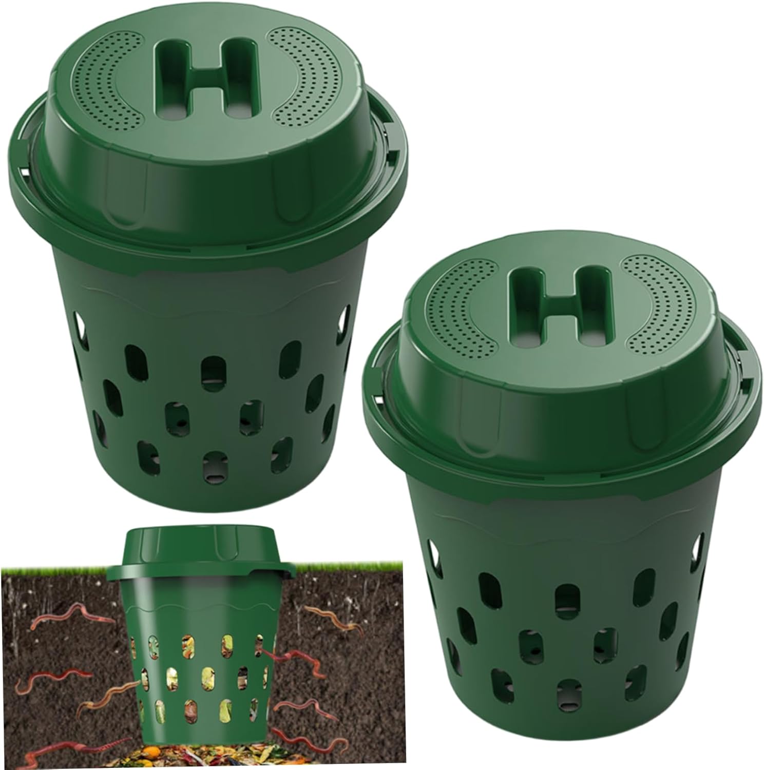 In Ground Worm Composter 12L Worm Composter for Garden Beds & Home Use Vermicomposting Bin for Beginners Green