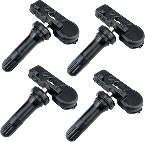 Juego de 4 sensores TPMS de sistema de monitoreo de presión de neumáticos 433 MHz compatible con Jeep Wrangler JK Dodge Ram Charger de repuesto para