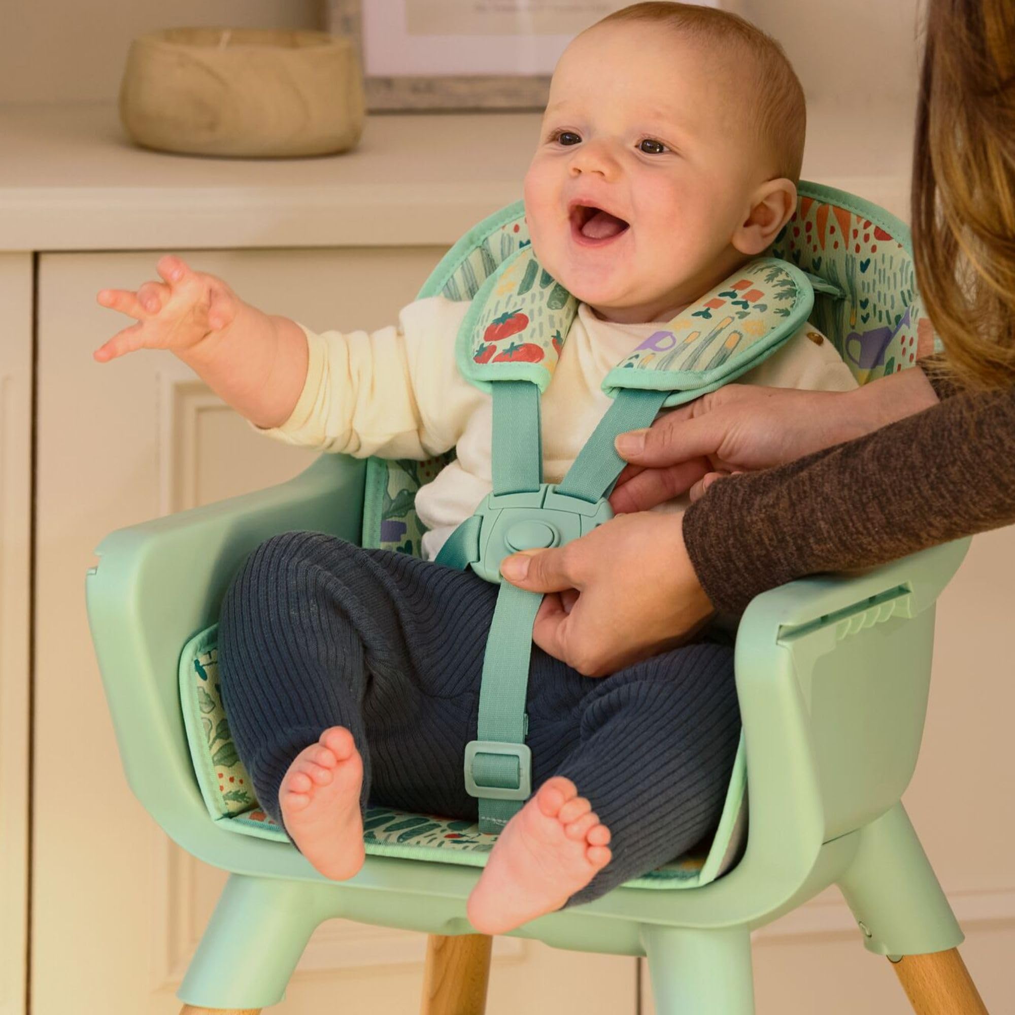 Nuby 4-in-1 Mitwachsender Hochstuhl, bis 27 kg, ab 6 Monaten, Salbeigrün