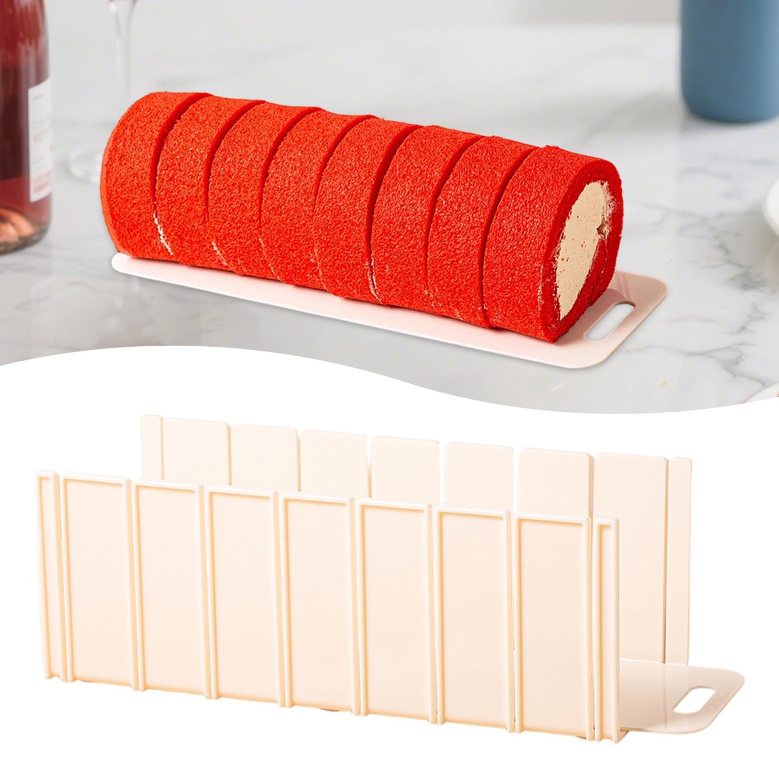 Colcolo Kuchenrollenteiler, Schweizer Rollenschneider, Premium-Backzubehör, praktisch, zu bedienen, Küchenwerkzeug, in 7 Stücke Aufgeteilt