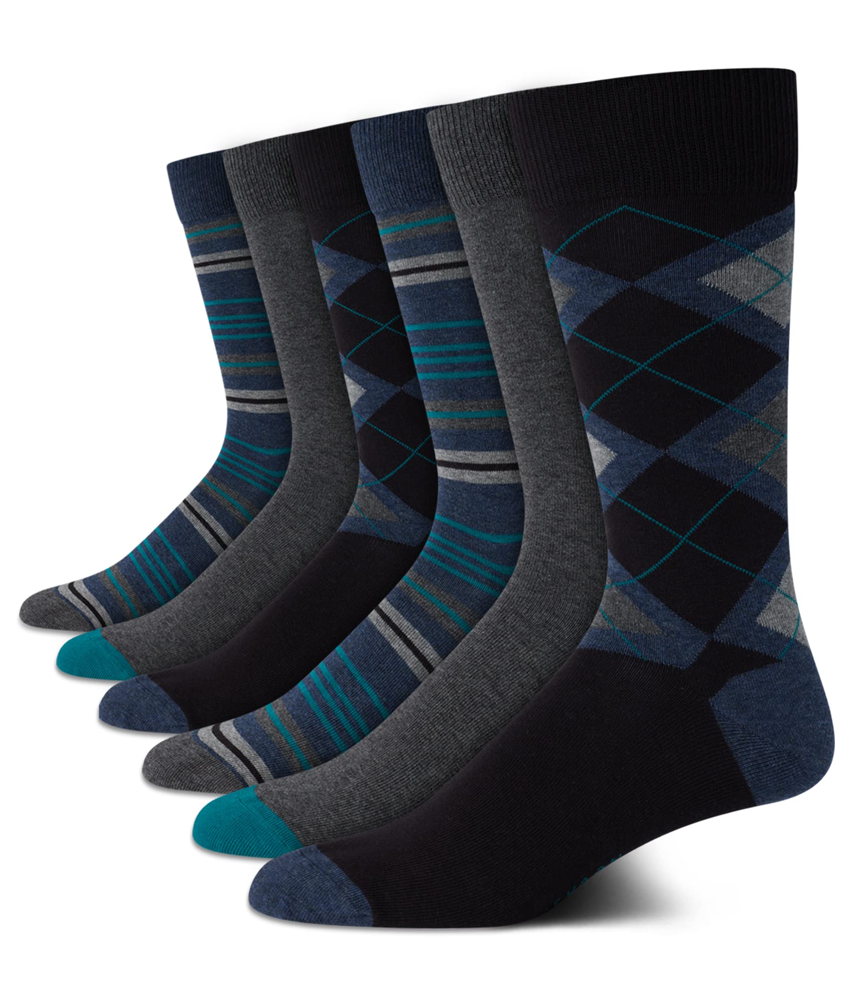 Cole HaanMen's Dress Socks - Argyle Crew Socks (6 Pack)