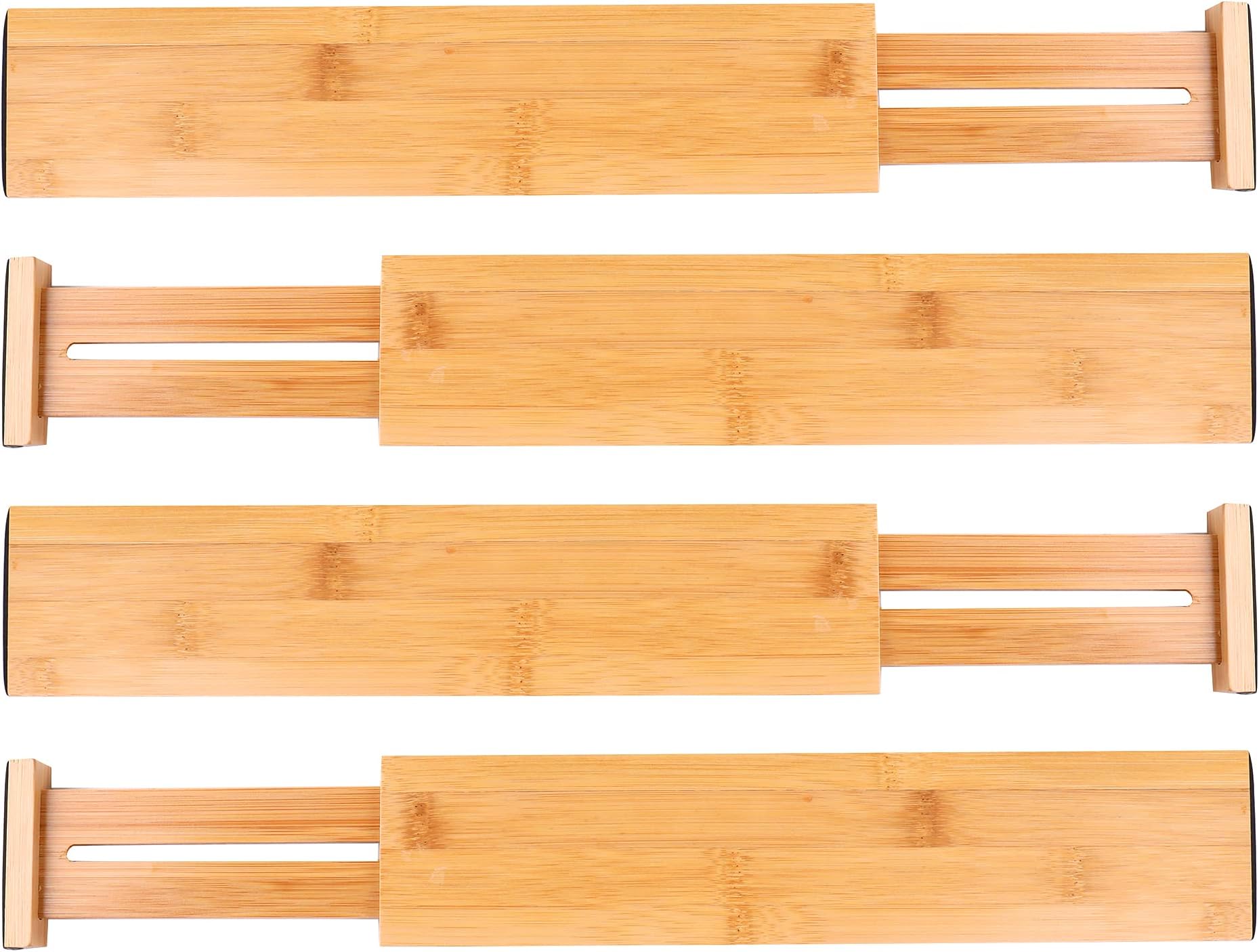 MUNGHOK Schubladentrenner Aus Bambus - Verstellbare Organizer Für Küche & Kleiderschrank (4-teilig)