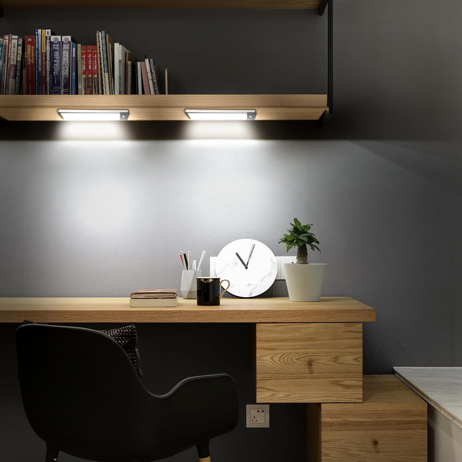 LEPOTEC 30 LED Under Counter Closet Lighting, LED Motion Sensor Cabinet Light, Battery Operated Pantry Light for Mom, 1800mah Rechargeable Wireless Motion Sensor Closet Light (2 Pack)