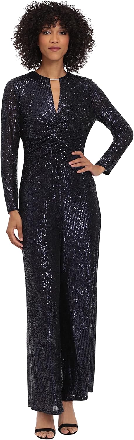 Maggy London womens Holiday Sequin Jumpsuit Event Occasion Cocktail Party Guest of - Image 3