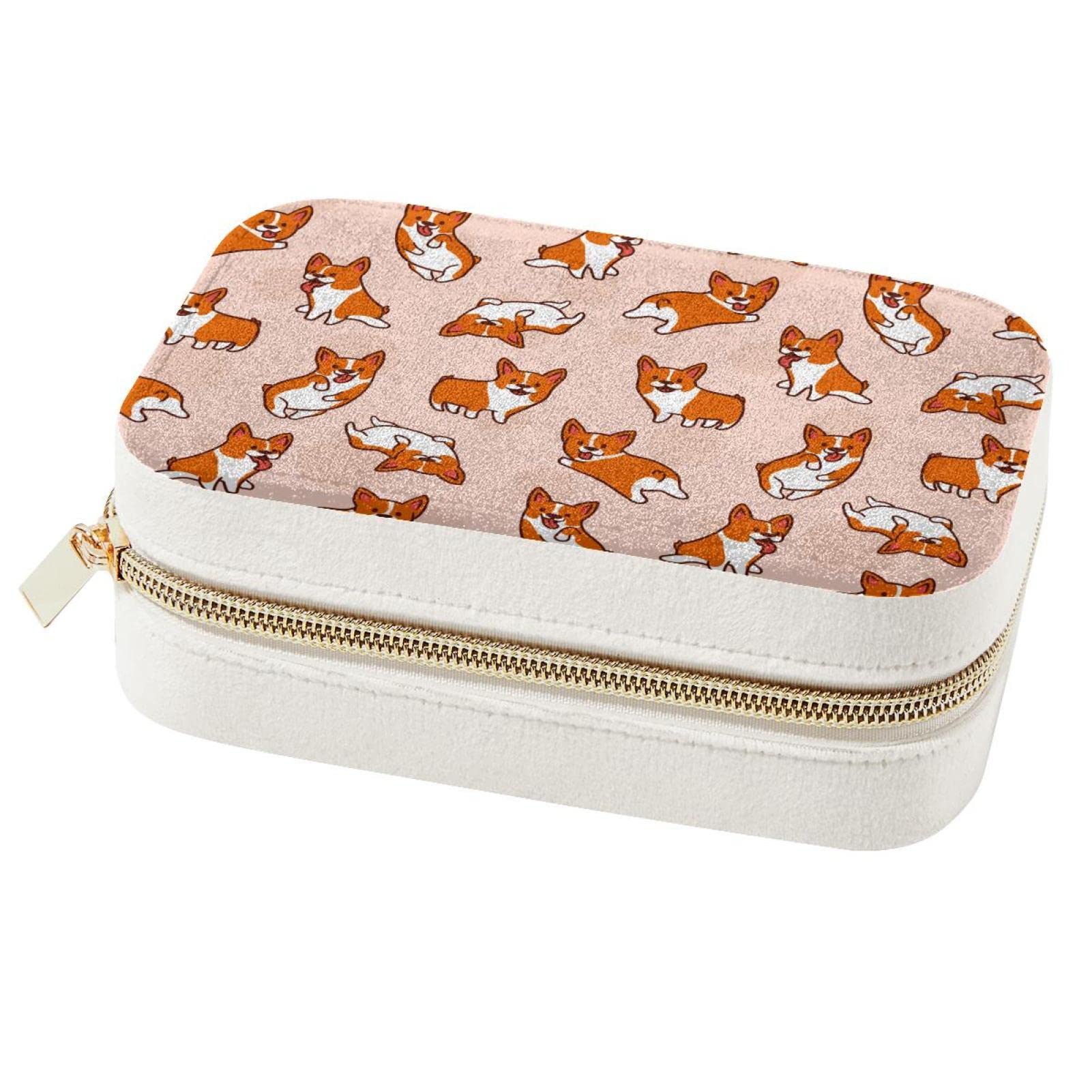 Boîte à bijoux Corgi : mini organiseur de voyage portable pour bagues et colliers