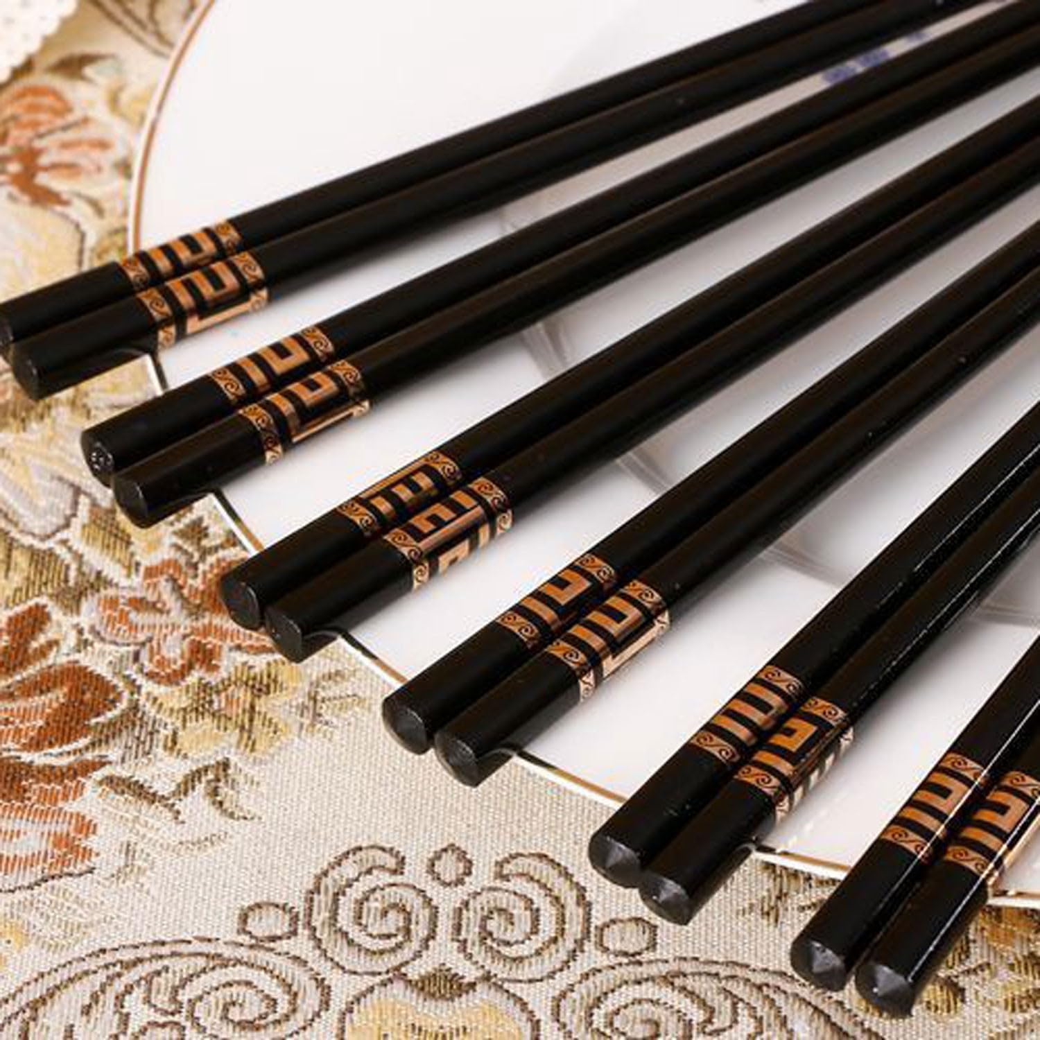 Baguettes réutilisables, Baguettes réutilisables, Baguettes jetables réutilisables10 Paires de Baguettes en céramique de Haute qualité, Coffret Cadeau, Baguettes antidérapantes pour Usage Domestique