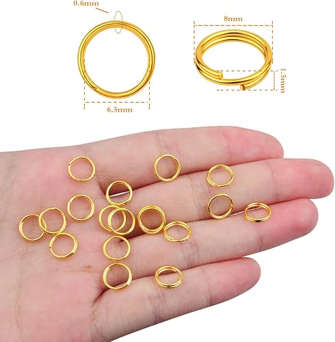 Vista 108 de Aylifu 200 anillos de metal divididos, anillos de salto de doble bucle chapados en níquel de 0.63 pulgadas, pequeños anillos de llavero de cristal