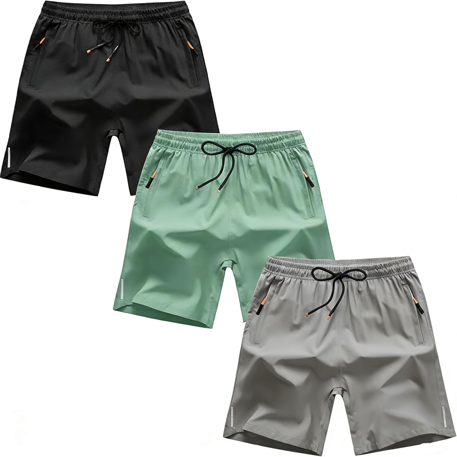 Boys Shorts Quick Dry Athletic Shorts with Zipper Pockets Running Shorts Lightweight Workout Gym Training Outdoor