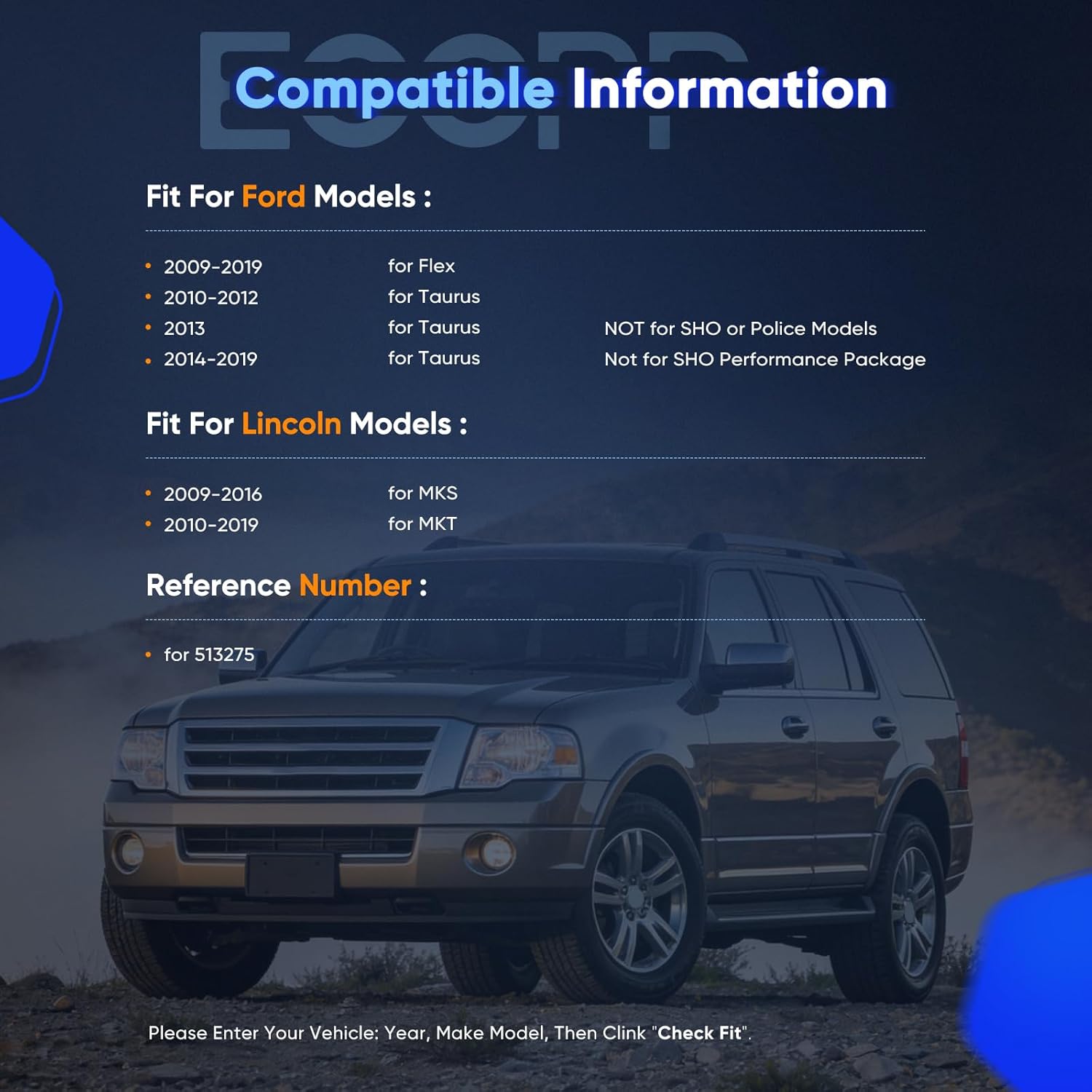 ECCPP Wheel Hub and Bearing Assembly Rear 513275 fit for Ford Flex 2009-2019, for Ford Taurus 2013-2019, for Lincoln Mk 5 Lugs Wheel Bearing Hubs with ABS 1pc