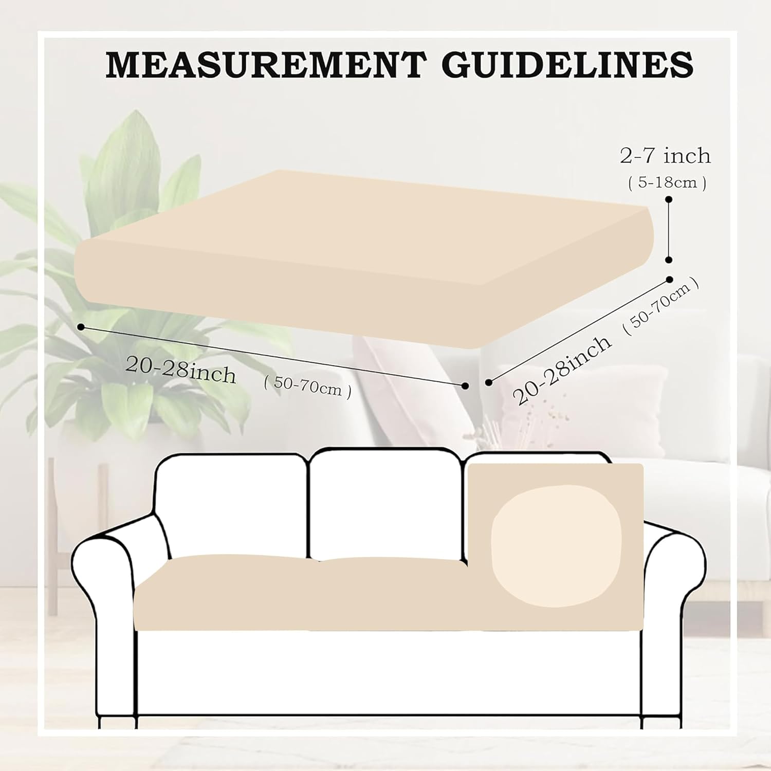 8Pcs Outdoor Patio Covers Replacement Waterproof Cushion Covers Protector for Pets Washable Stretch Sofa Couch Slipcovers Set Furniture (Cover Only) (Beige)