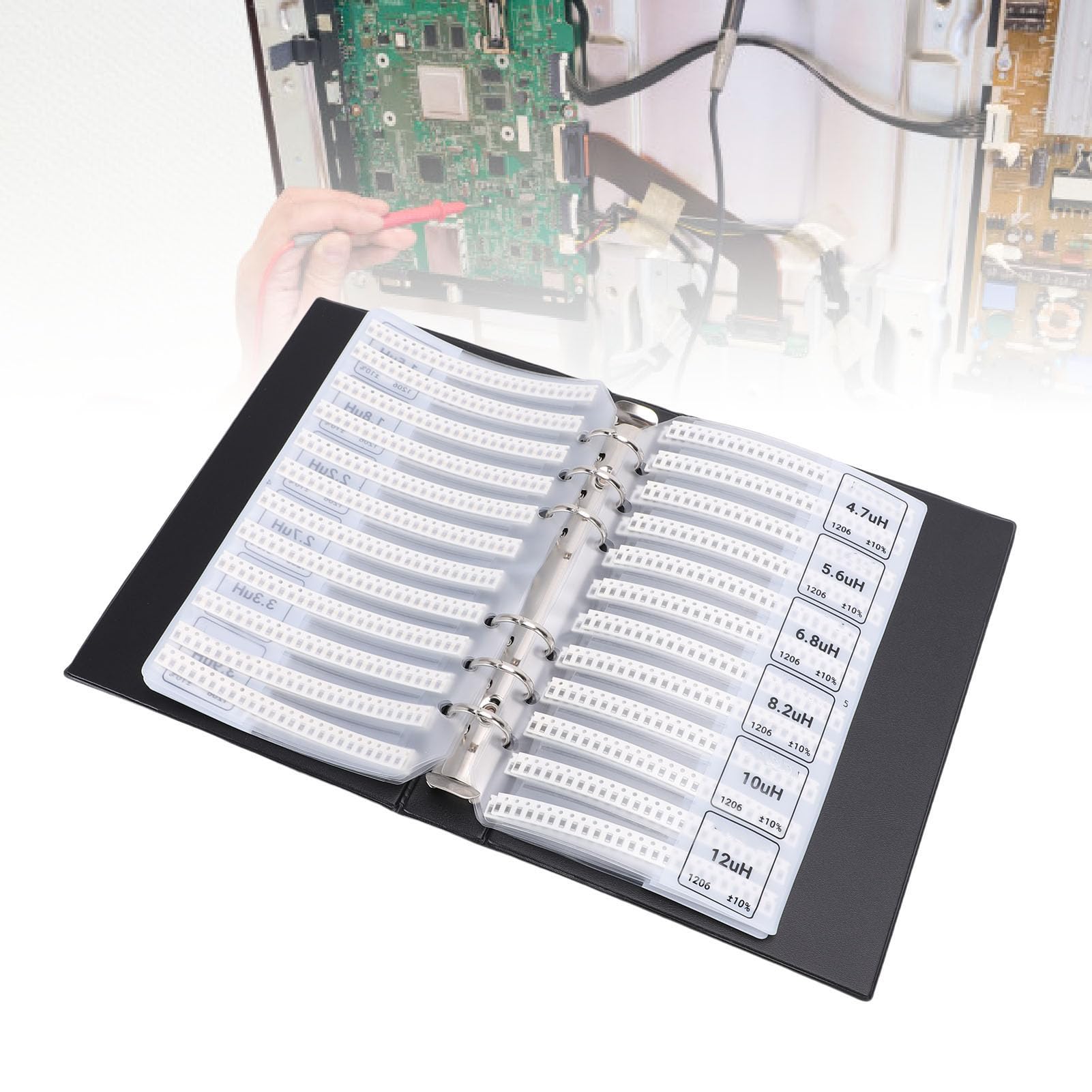 Diyeeni Kit Condensatori SMD, 1206 41 Valori X 50 Pezzi Cartella Assortimento Condensatori - Kit Libro Campioni per Componenti Elettronici, Pagine Interne Chiaramente Etichettate