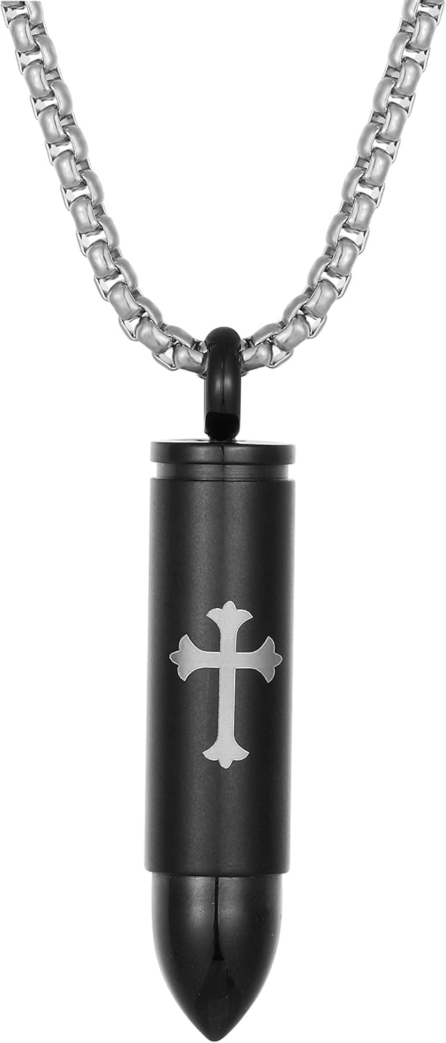 URBAN JEWELRY Striking Men's Bullet Locket Necklace – Detailed