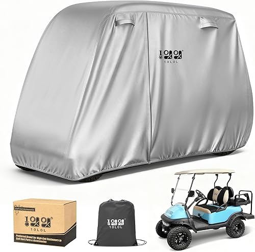 Miniatura 10 de 10L0L Funda para carrito de golf de 4 pasajeros se adapta a EZGO, Club Car, Yamaha, 400D, impermeable, resistente al viento, resistente al sol