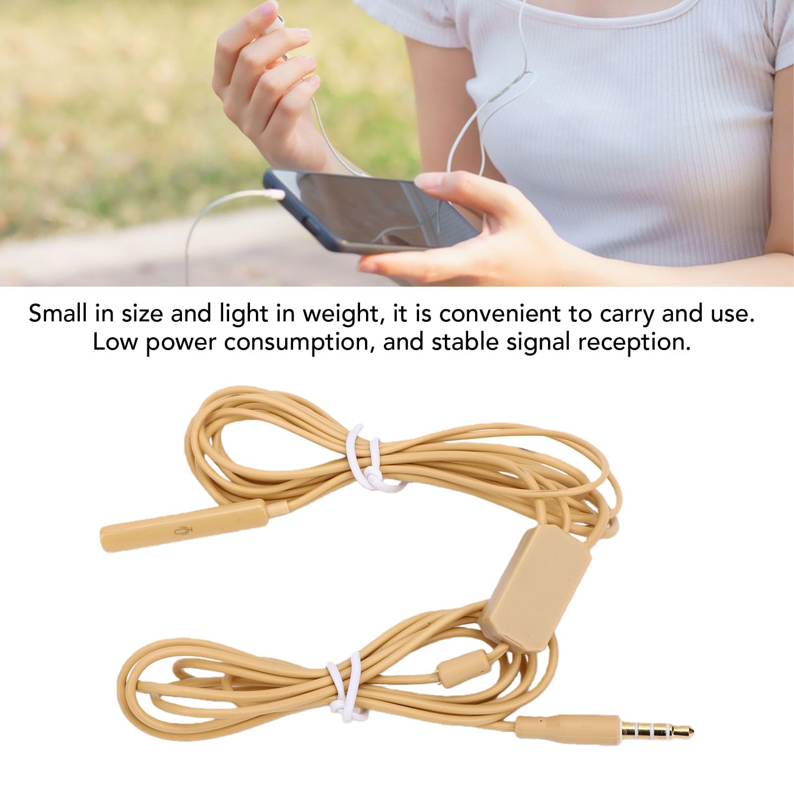 Luqeeg Auricolare Nascosto 108B, Auricolare Wireless con Laccio da Collo, Batteria a Lunga Durata, Colore della Pelle Leggero, Ideale per la Sicurezza