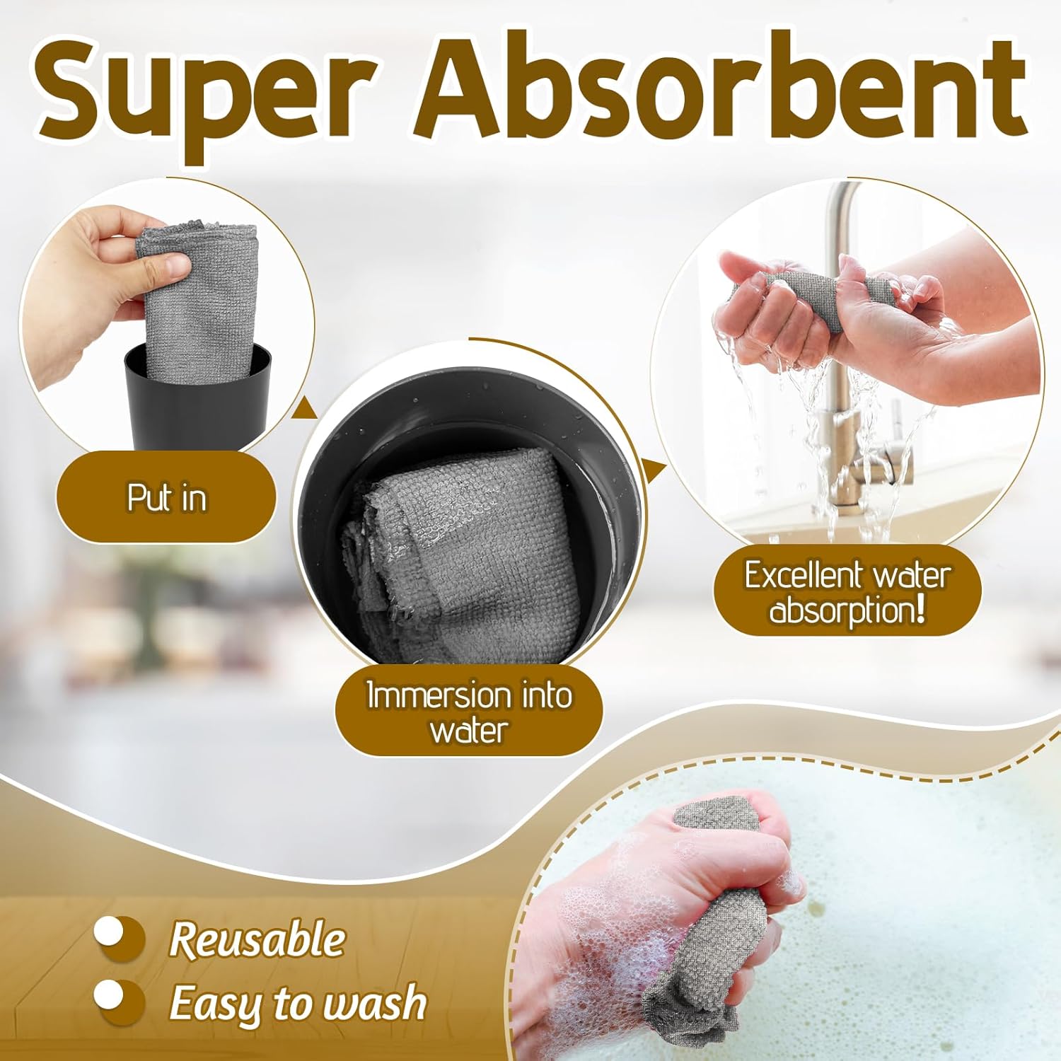 OJYUDD 75 Pack Microfiber Cleaning Cloth Roll,Reusable Tear Away Towels,Washable Ultra Absorbent Cleaning Rags for House,Car,Glass,Garage,Kitchen or Shop(Grey) - Image 4