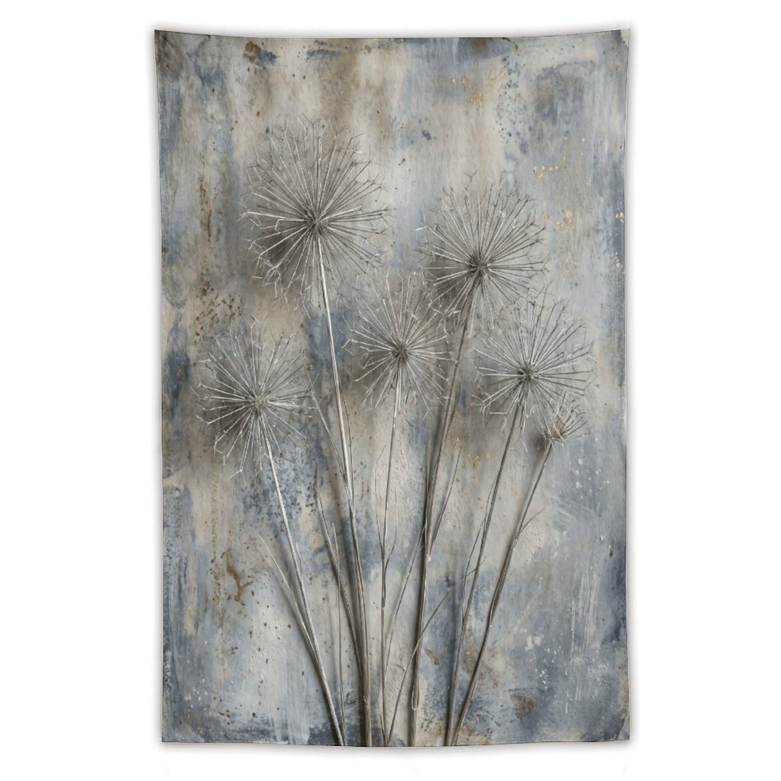 H3B8U2Y5 Dandelion Seed Heads Wall Tapestry, Botanical Watercolor Style