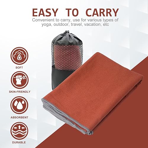 Miniatura 3 de Eunzel Toalla de yoga, toalla para esterilla de yoga caliente con puntos de agarre, absorbente de sudor, antideslizante, para yoga caliente, pilates