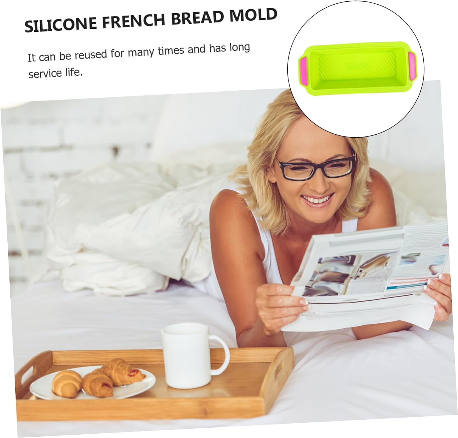SHOWERORO 2pcs Bread Baking Tray Baking Mold for French Bread Tools Silicone Car Easy Clean
