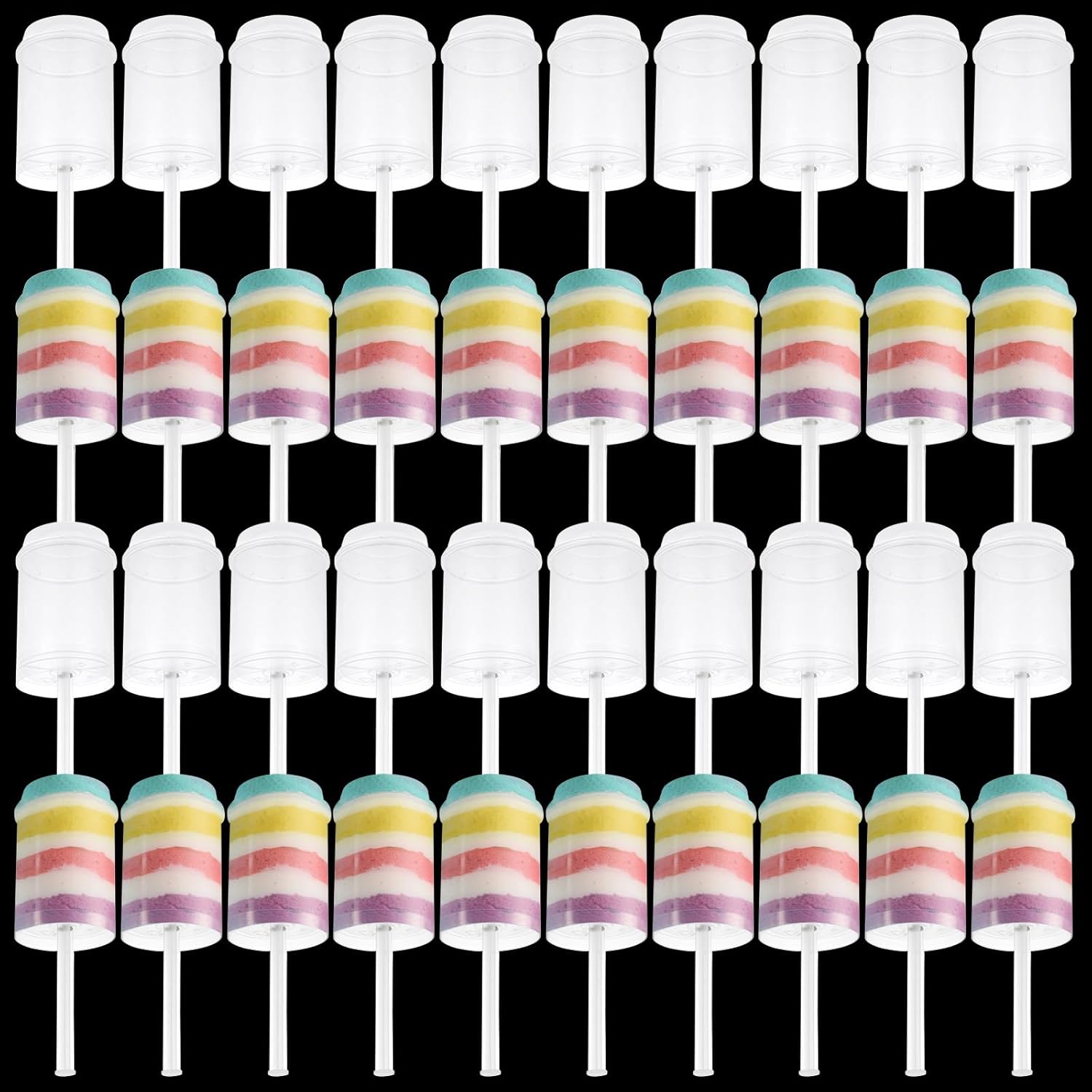 SHUESS 40 Pack Clear Cake Pop Shooter Round Push Pop Cake