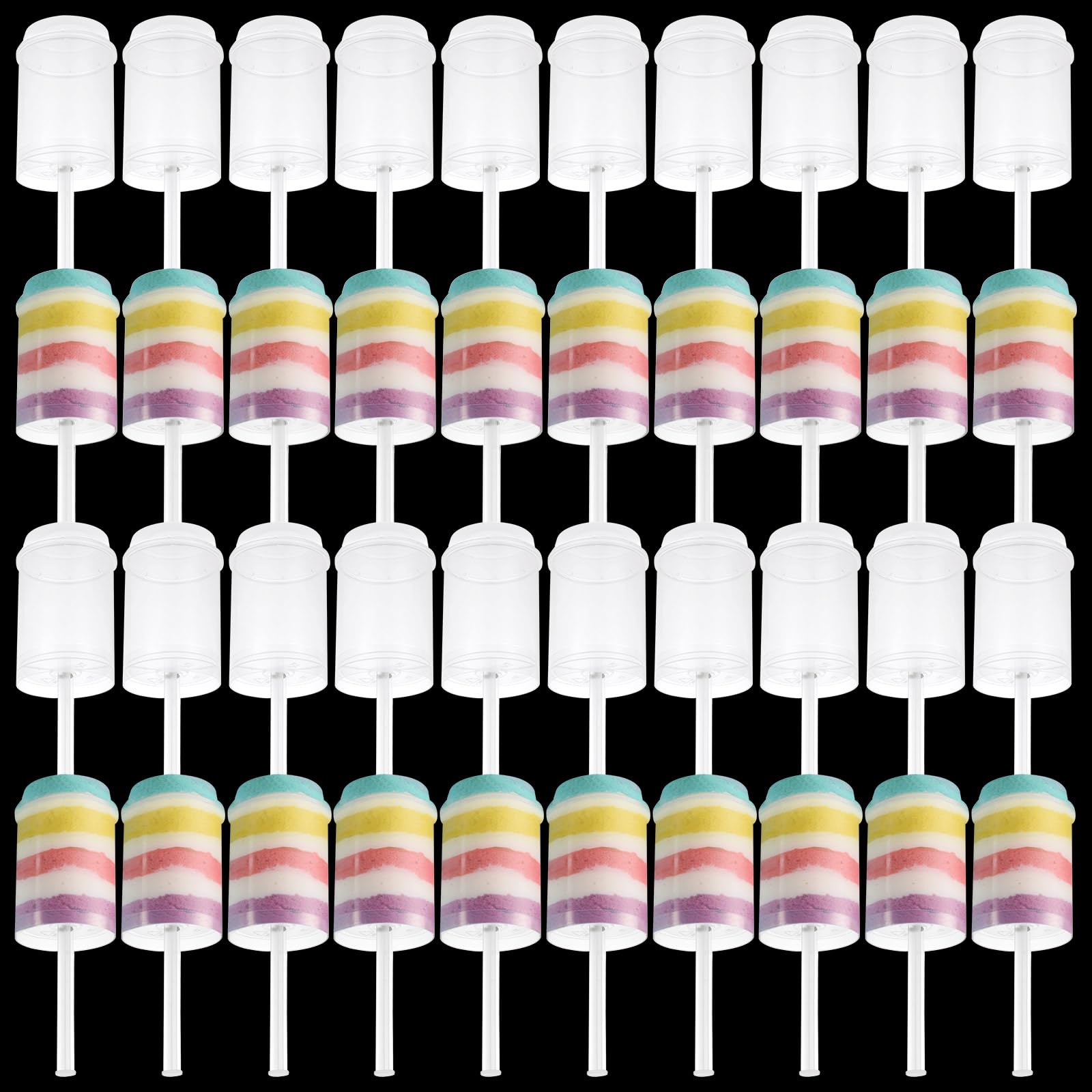 40 Pack Clear Cake Pop Shooter Round Push Pop Cake Stand Plastic Push Up Cake Pops With Lids Push-Up Containers For Weddings Baby Showers Birthday Christmas Party
