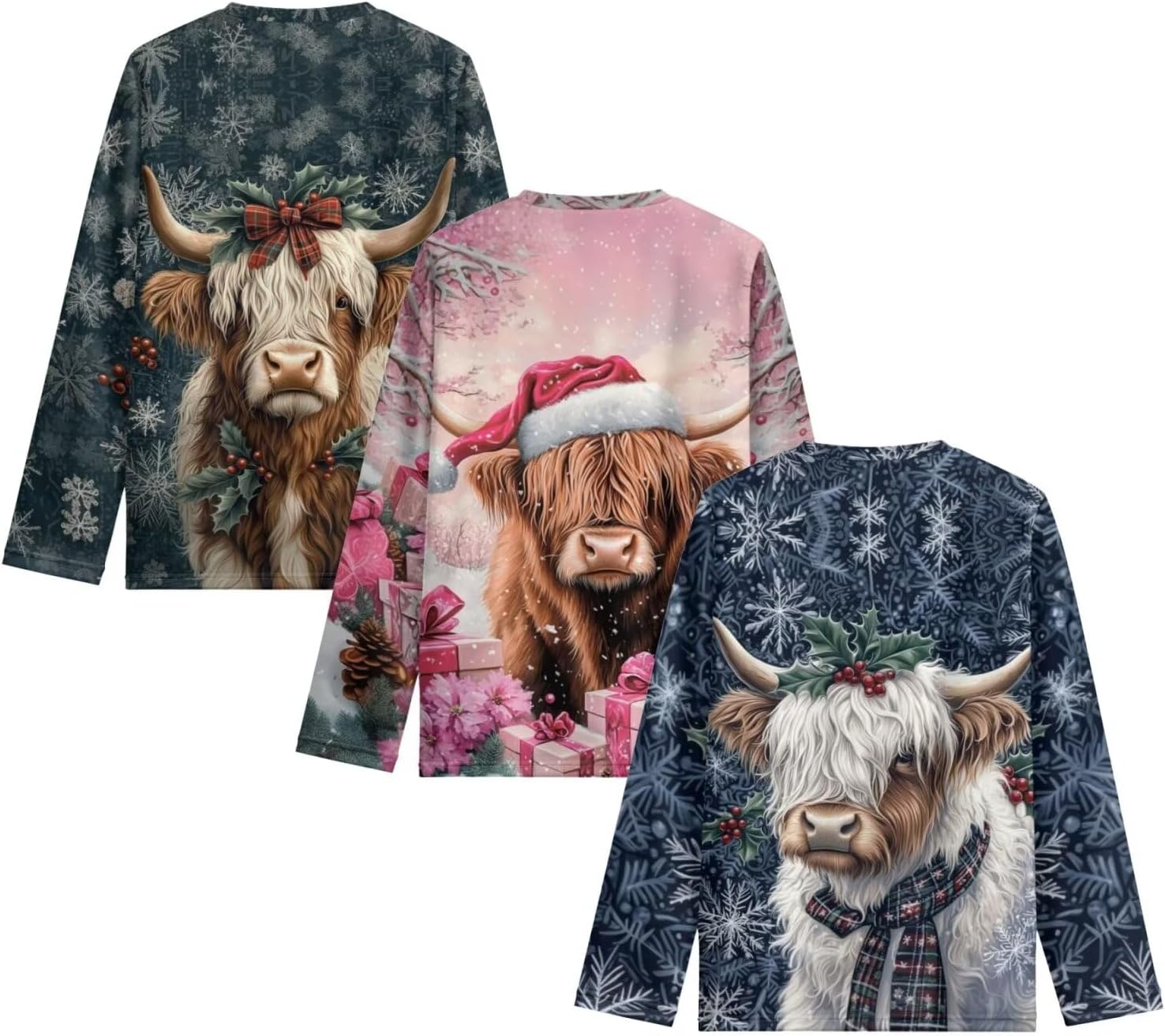 3-14T Girls T Shirt Long Sleeve Crewneck Shirt 3 Pack Athletic Shirt