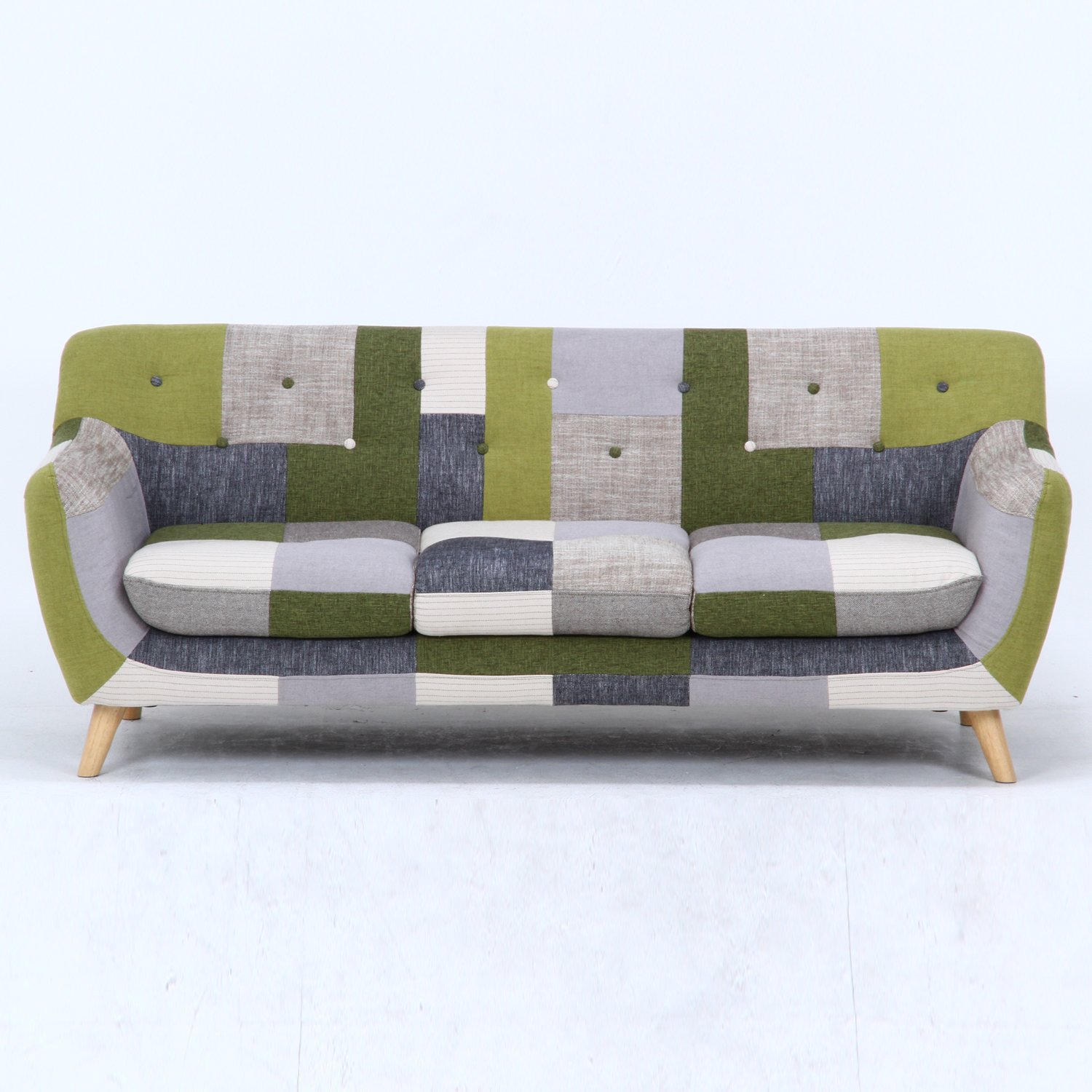 Amazon｜不二貿易 パッチワークソファ ラビスタ 3人掛け 幅182cm