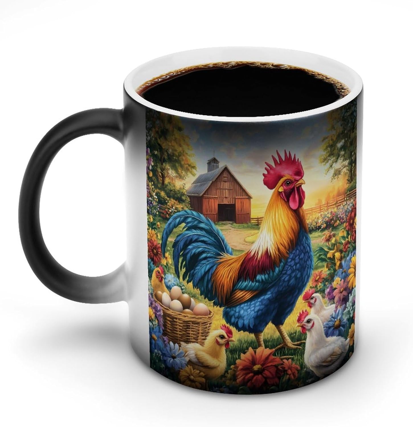 Rooster Hens Chicken Funny Color Changing Coffee Mug Ceramic Magic Cup Personalized Discoloration Tea Mugs