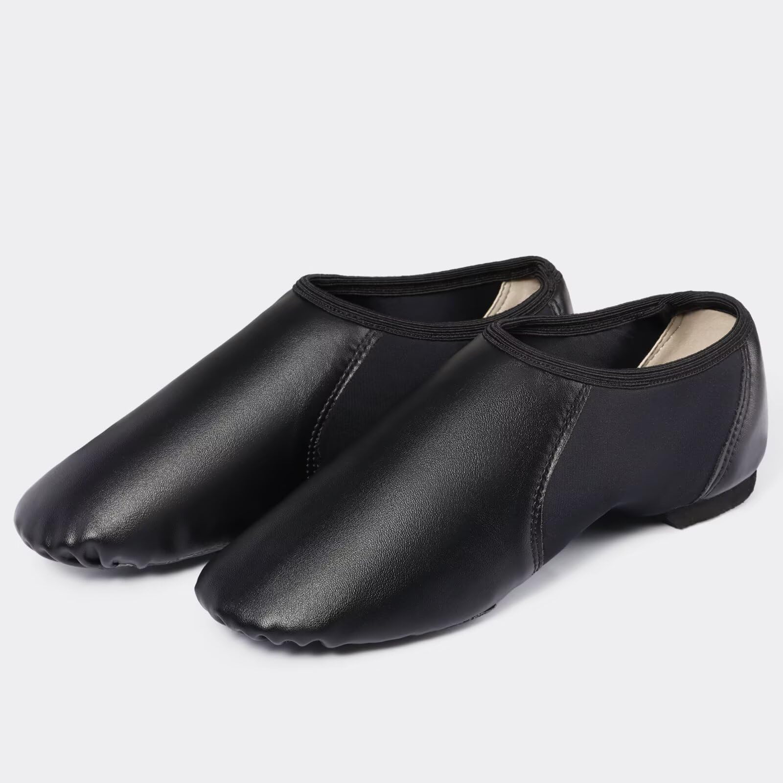 Chaussures de jazz à enfiler en polyuréthane avec semelle fendue pour adultes, hommes, grands enfants