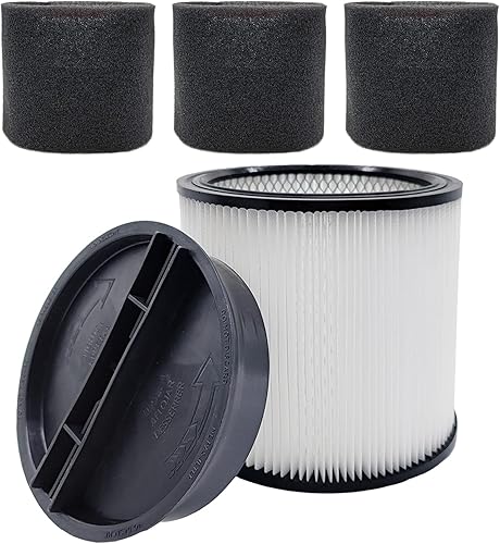 Filtro de repuesto 90304 para Shop Vac Filter 90304 para aspiradora en seco húmedo para 5 galones con filtro tapa y filtros de espuma paquete de 1