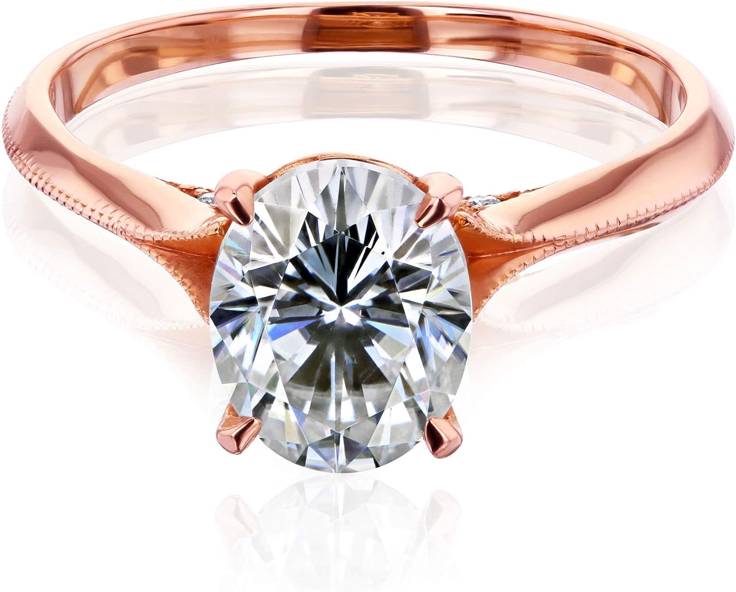Kobelli 2ct Oval Forever One DEF Moissanite Cathedral Engagement Ring - rose-gold / 5.0 / Forever One D-E-F