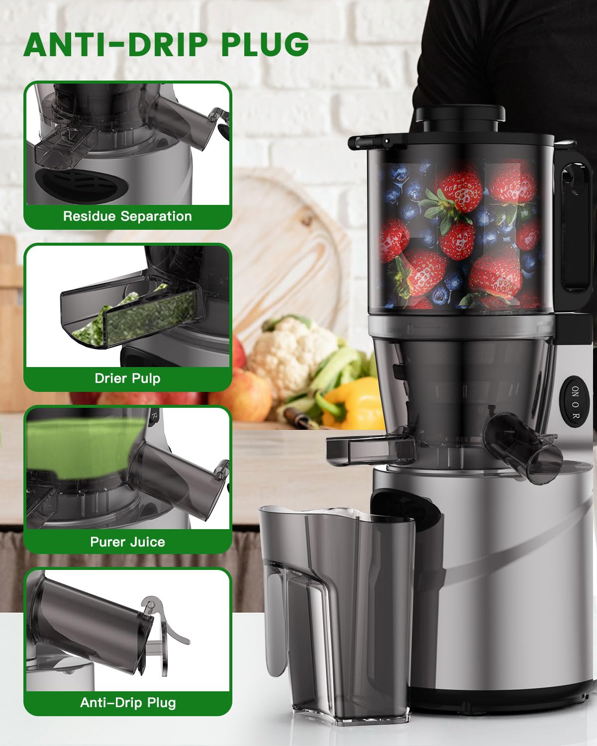 Cold Press Juicer - Masticating Juicer with 5.5