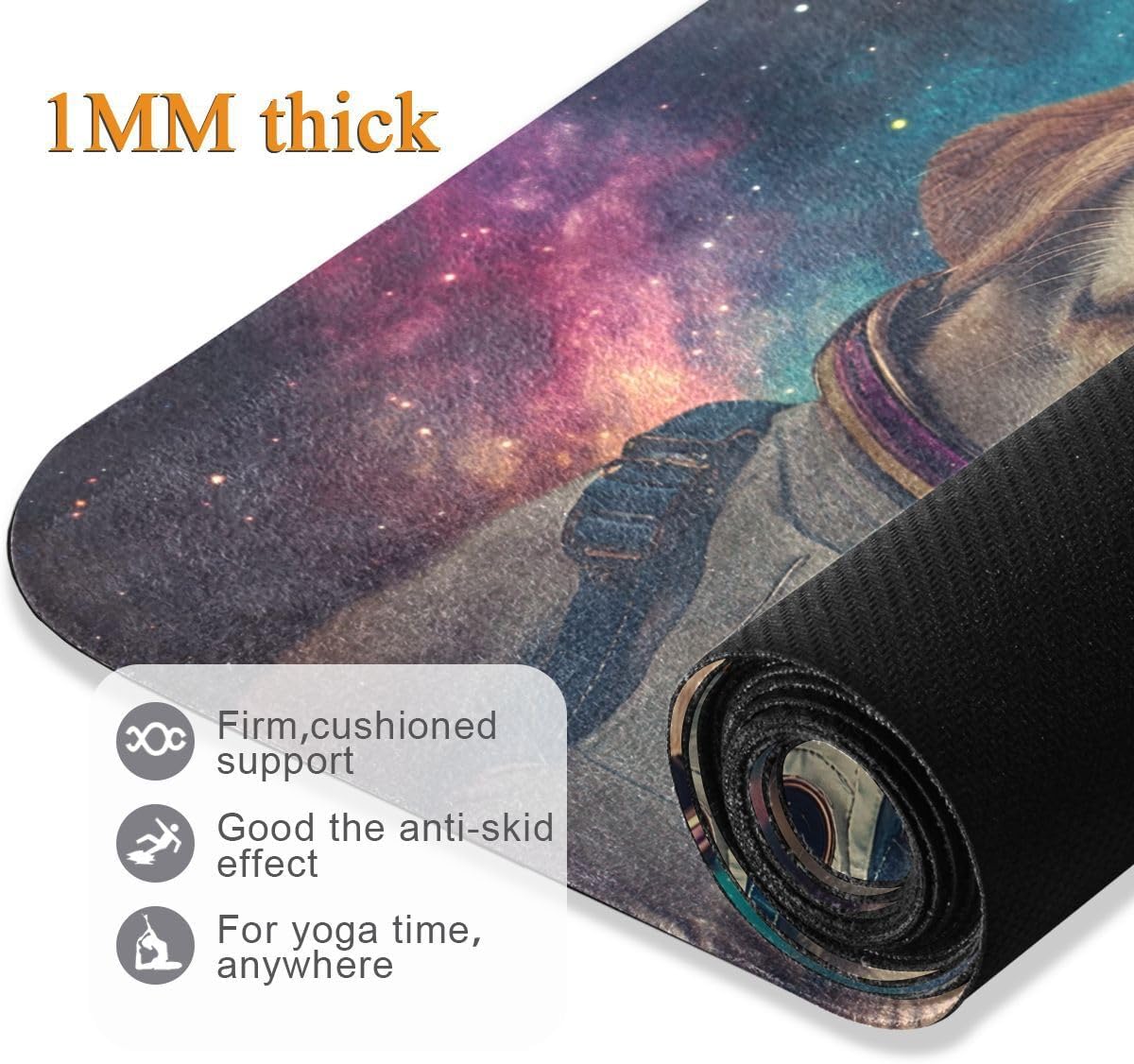 ALAZA Funny Space Starry Labrador Yoga Mat Non Slip Fitness Exercise Mat, Workout Mat for Yoga, Pilates and Floor Exercises